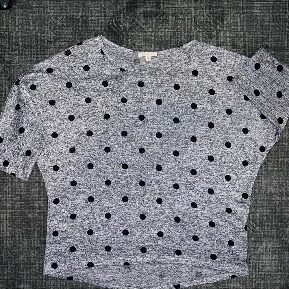 Woman’s Gray with Black Polka Dot Lightweight Sweater 2X